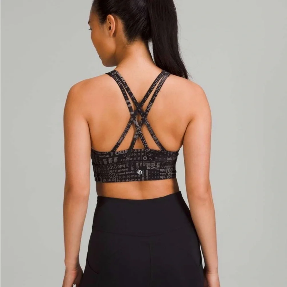 Lululemon Energy High-Neck Longline Bra Medium Support Ombre Black Multi size 8
